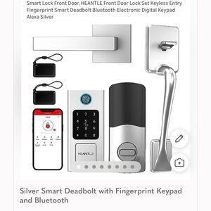 Silver Smart Deadbolt with Fingerprint Keypad and Bluetooth New In Box $167.98